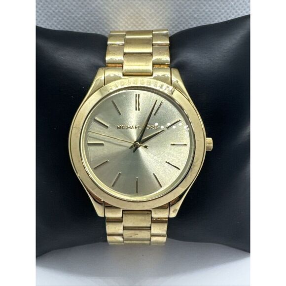 Michael Kors Slim Runway MK3179 Women's Gold Tone Analog Dial Wrist Watch JNA650 - Picture 1 of 11